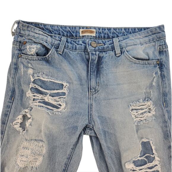 Hart Denim Jeans 29 Stone Wash Bleached Ripped Destroyed Distressed Preppy - Picture 3 of 16